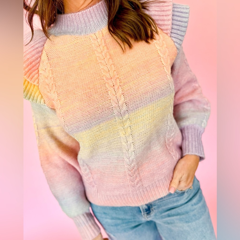 THML Pastel Ruffle Sleeve Sweater - Picture 4 of 9